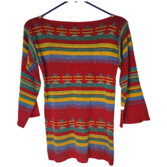 Andy's Juniors‎ sweater 3/4 wide sleeve 55% ramie marbled southwestern size Med - Picture 1 of 16